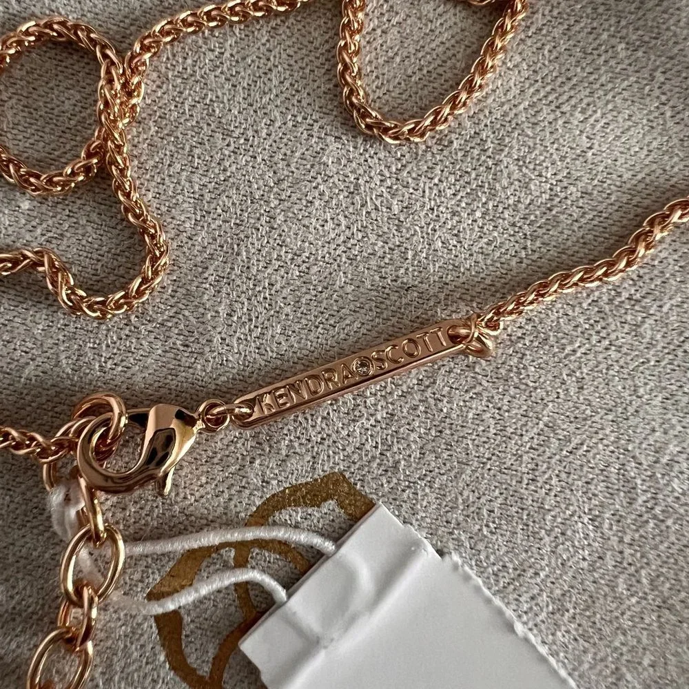 NWT Kendra Scott Macramé Reid Statement Necklace in Blush Wood 14k Rose … - Picture 10 of 15